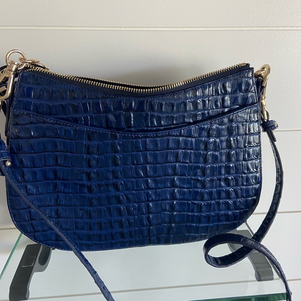 🔥RARE🔥Brahmin Ink Leontyne Mod Shayna Crossbody With Chain Navy Blue - Picture 9 of 9